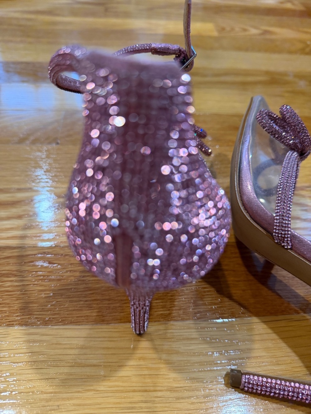 Pink Rhinestone Bow Accent Heels - Picture 5 of 6